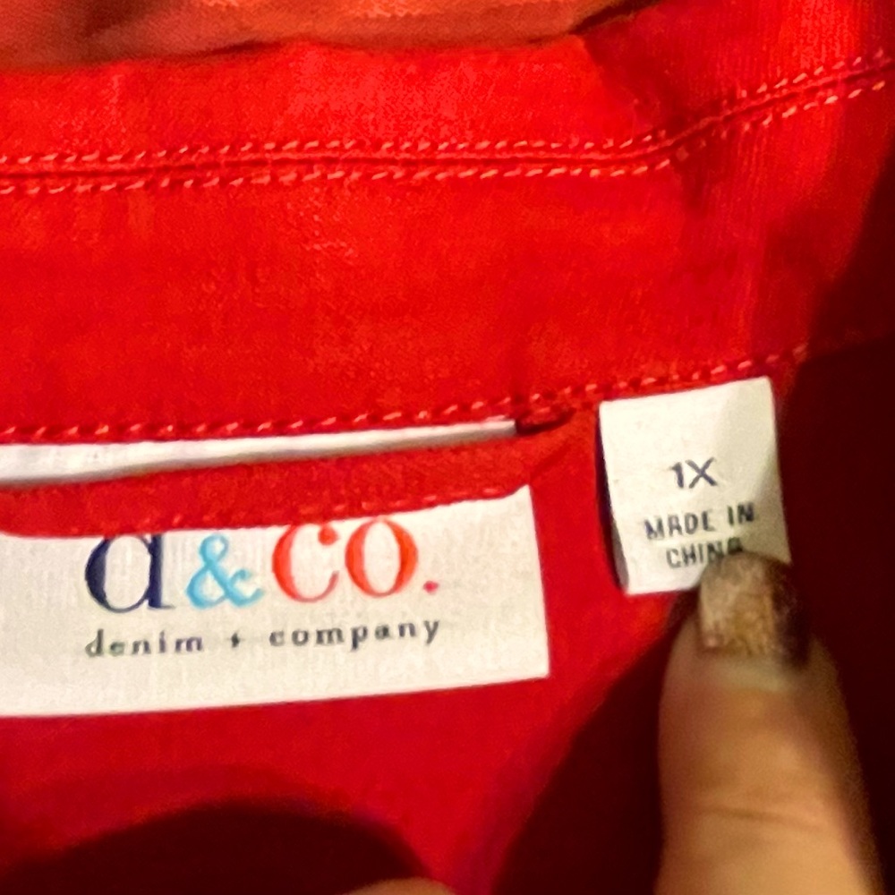 Pre-Owned Red Denim & Company Red Jean Jacket - Picture 3 of 7